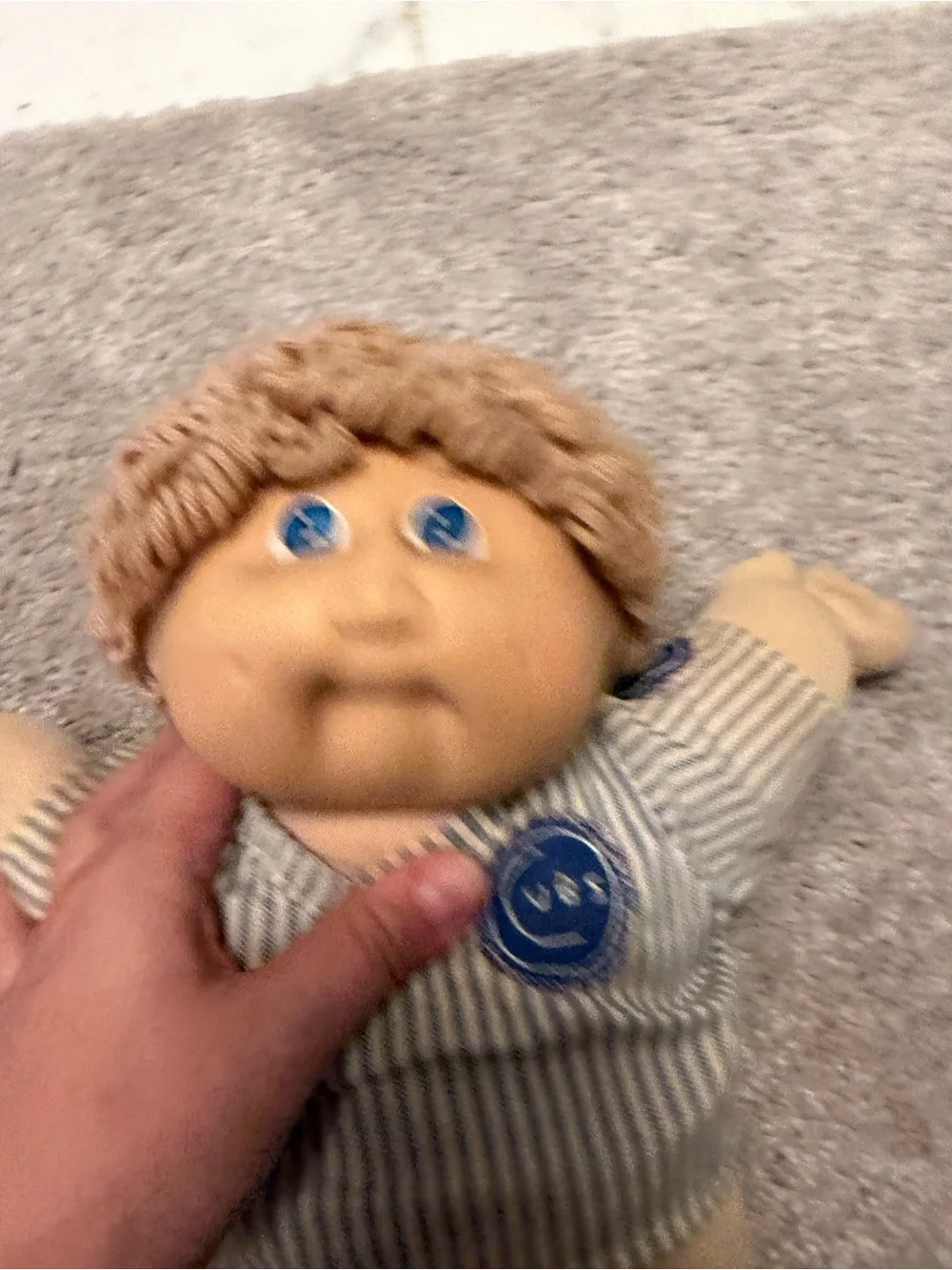 Classic Soft-Body Cabbage Patch Style Doll - Blue Striped Shirt